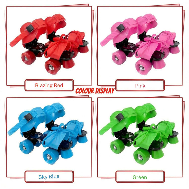 Adjustable Blue 4-Wheel Roller Skates for Kids