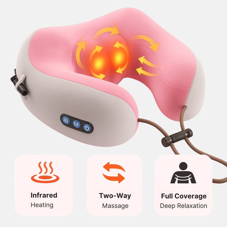 U-Shaped Neck Massager Pillow with Heat, Memory Foam Support, Rechargeable Neck and Shoulder Massager for Pain Relief and Relaxation