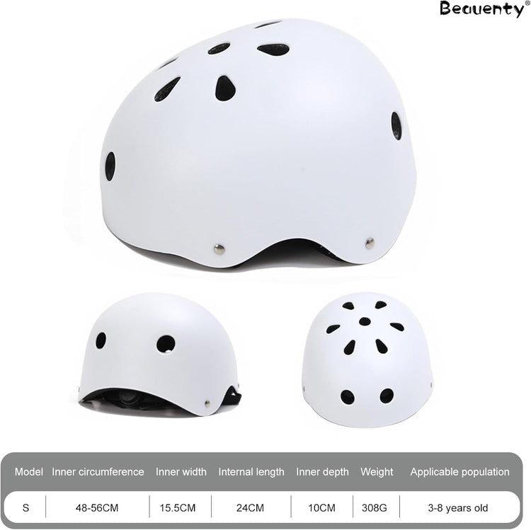 White Kids & Teens Helmet – For Cycling, Skating, and More