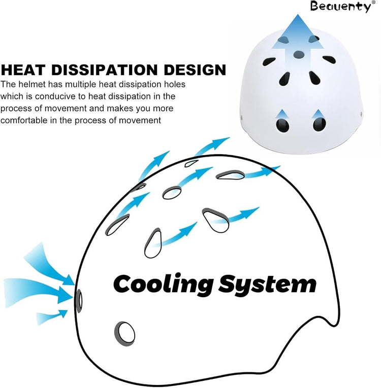 White Kids & Teens Helmet – For Cycling, Skating, and More