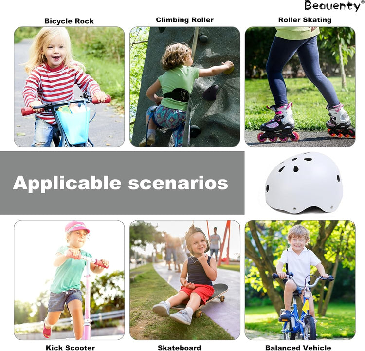 White Kids & Teens Helmet – For Cycling, Skating, and More