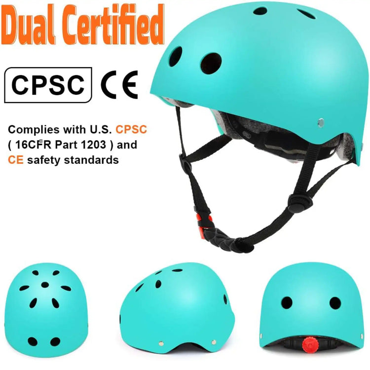Green Kids & Teens Helmet – For Cycling, Skating, and More