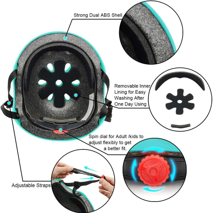 Green Kids & Teens Helmet – For Cycling, Skating, and More