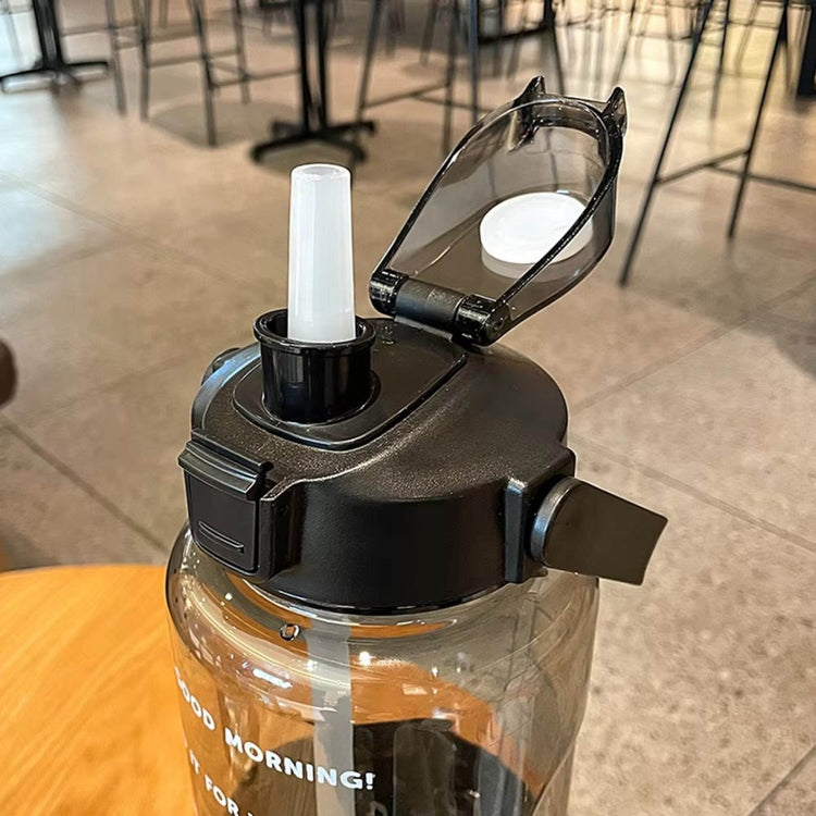 2L Straw Water Bottle – Large Capacity, Time Marker & Portable for Fitness & Outdoor Sports