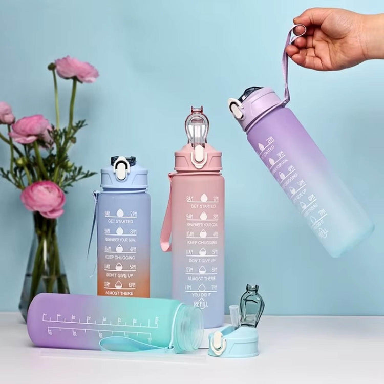 900ML Motivational Sports Water Bottle – Time Marker, Leak-Proof, BPA-Free