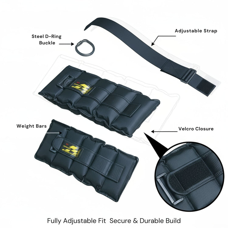 Adjustable Ankle Weights (500g x 2) – Light Resistance for Walking, Yoga & Fitness