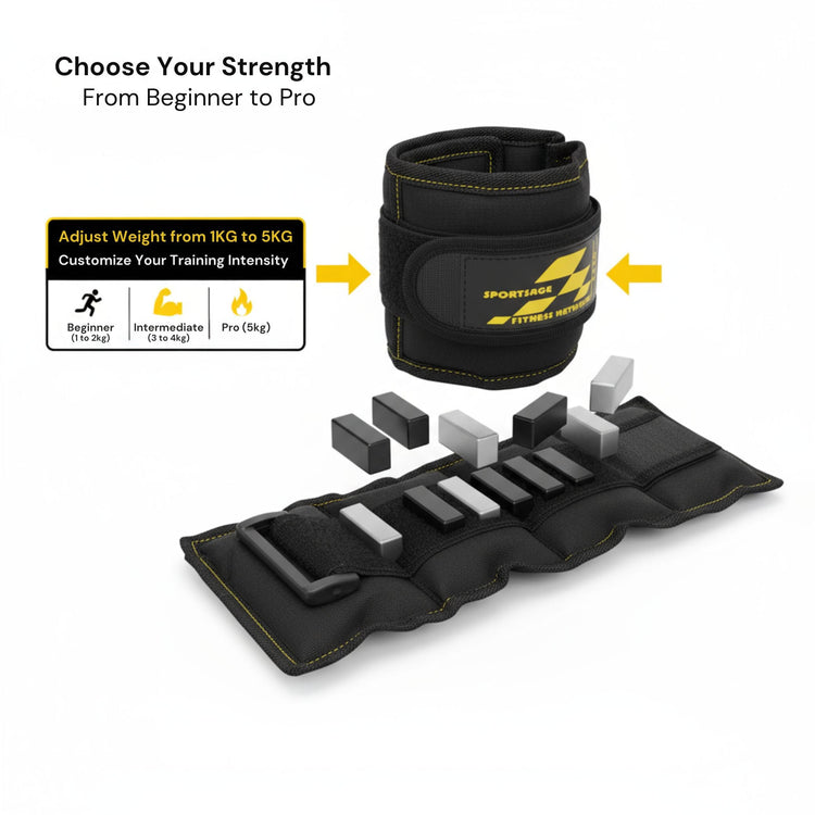 Adjustable Ankle Weights (500g x 2) – Light Resistance for Walking, Yoga & Fitness