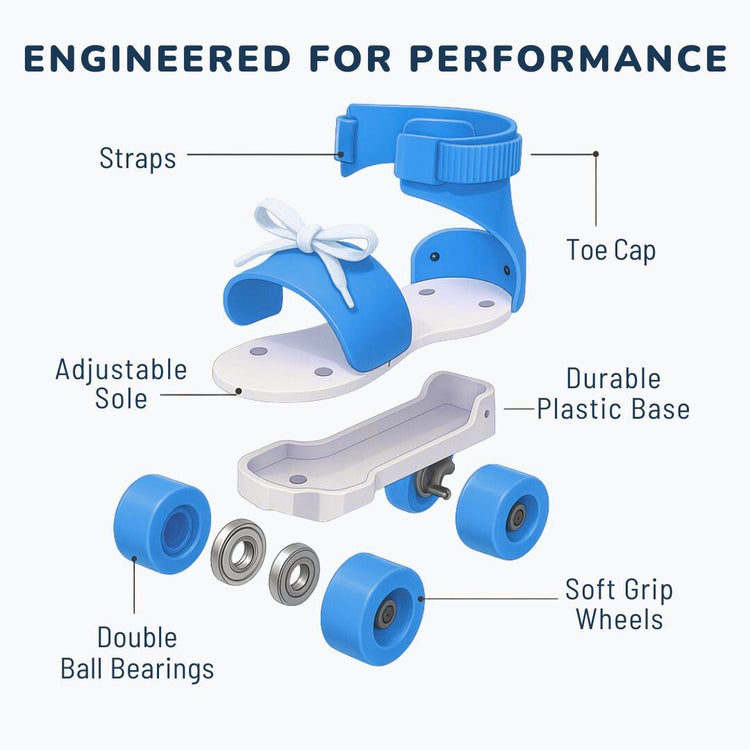 Adjustable Blue 4-Wheel Roller Skates for Kids – Perfect for Growing Skaters