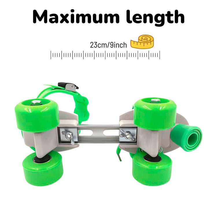 Adjustable Green 4-Wheel Roller Skates for Kids – Stylish, Durable & Fun
