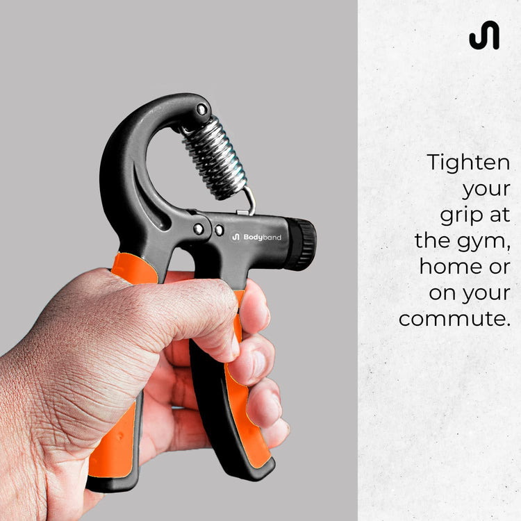 Adjustable Hand Gripper (5-60kg) – Boost Strength & Recovery in Orange/Black