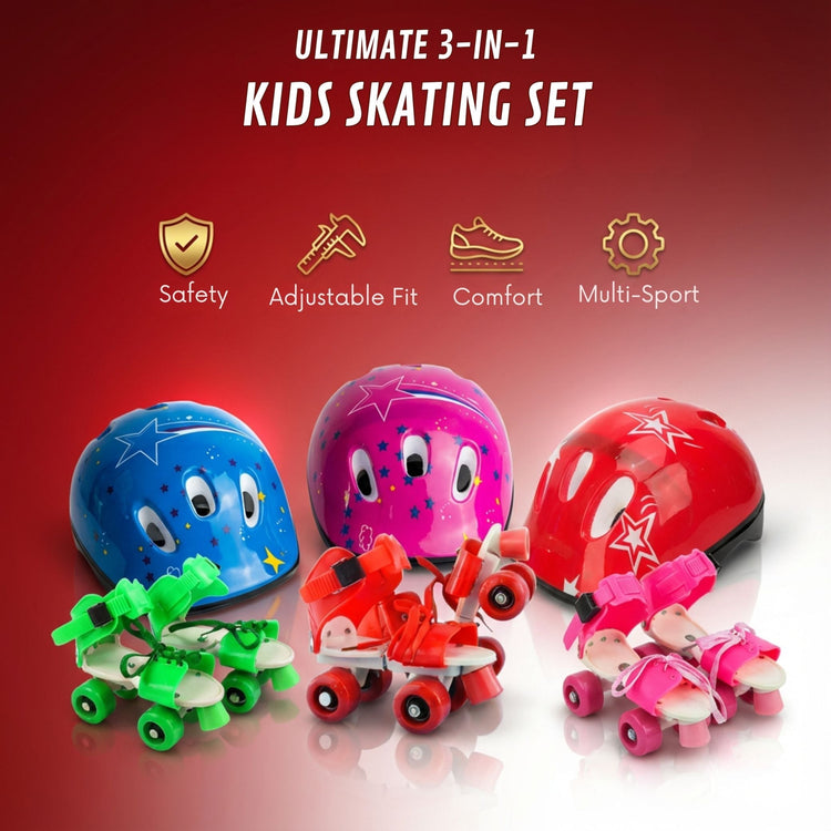 Adjustable Helmet & Roller Skates Set (Safety + Skating Fun for Kids & Teens)