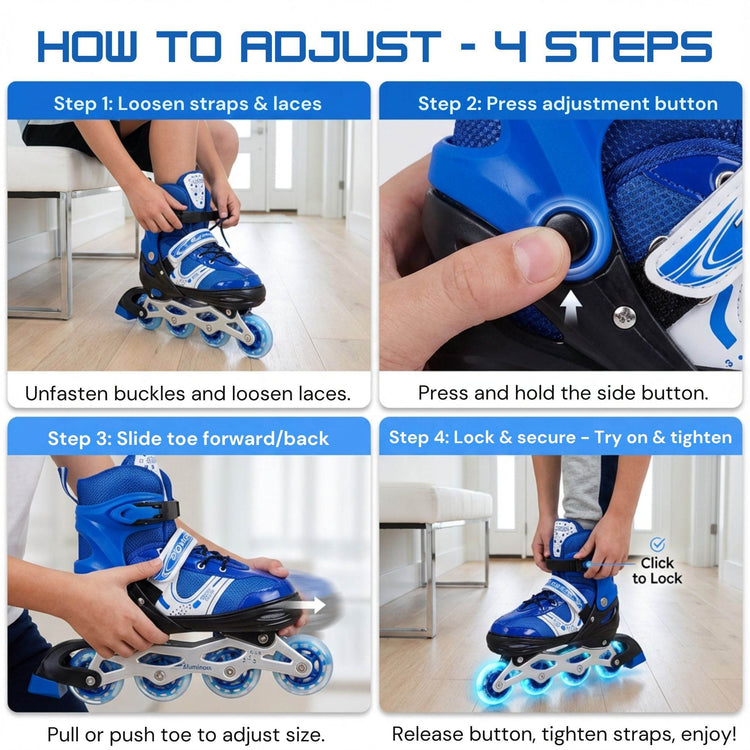 Adjustable Inline Skates for Kids – Sleek Blue Design