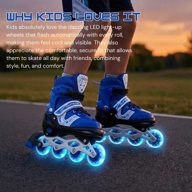 Adjustable Inline Skates for Kids – Sleek Blue Design