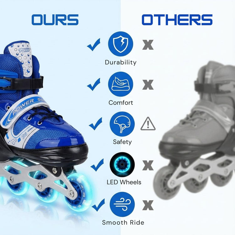 Adjustable Inline Skates for Kids – Sleek Blue Design