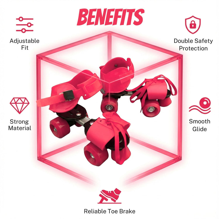 Adjustable Pink 4-Wheel Roller Skates for Kids