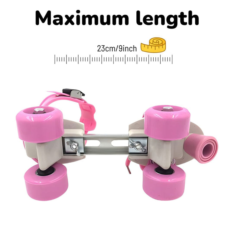 Adjustable Pink 4-Wheel Roller Skates for Kids – Stylish, Safe & Built for Fun