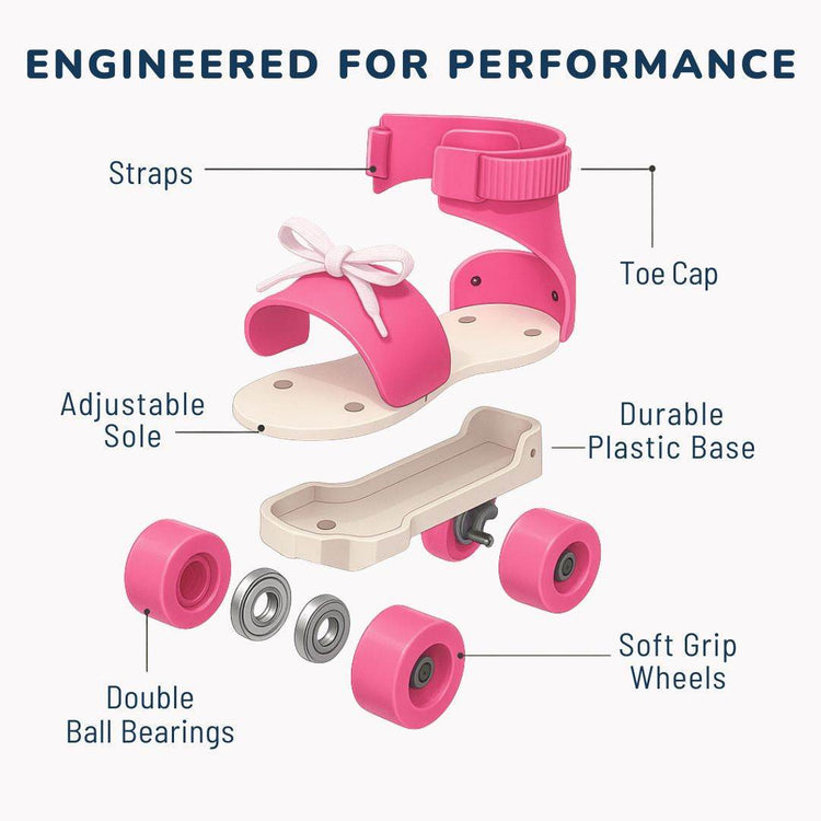 Adjustable Pink 4-Wheel Roller Skates for Kids – Stylish, Safe & Built for Fun