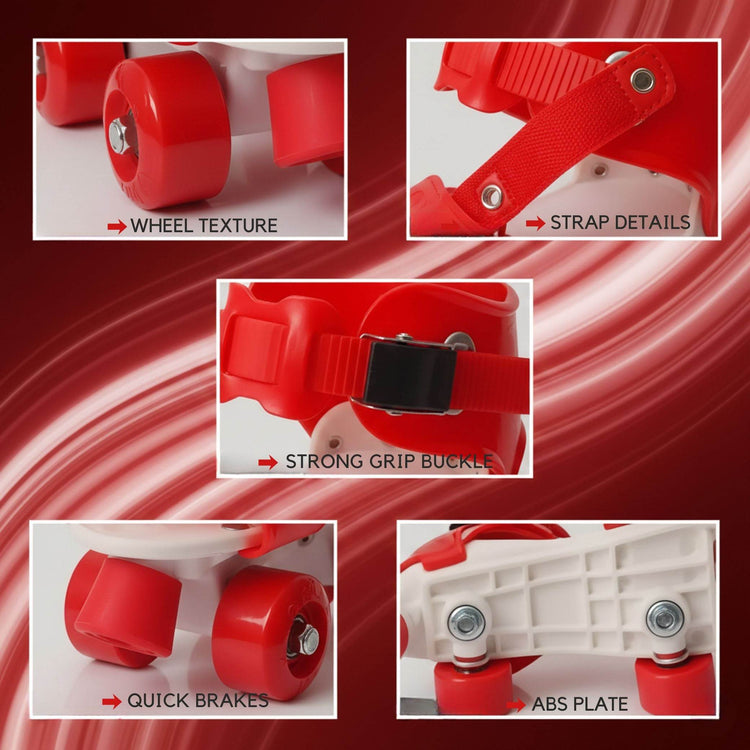 Adjustable Red 4-Wheel Roller Skates for Kids – Bold, Durable & Fun