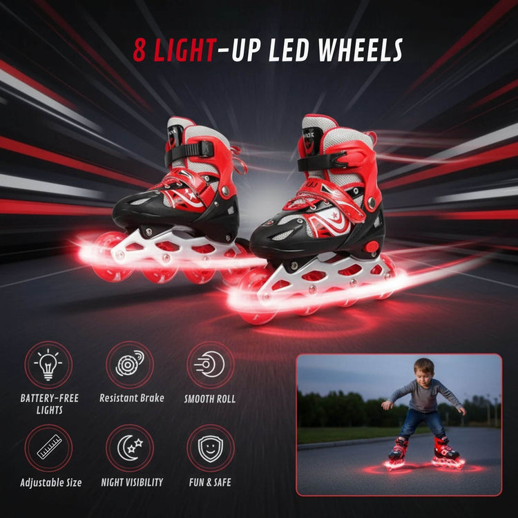 Blazing Red Inline Skates for Kids – Adjustable, Stylish & Built for Fun