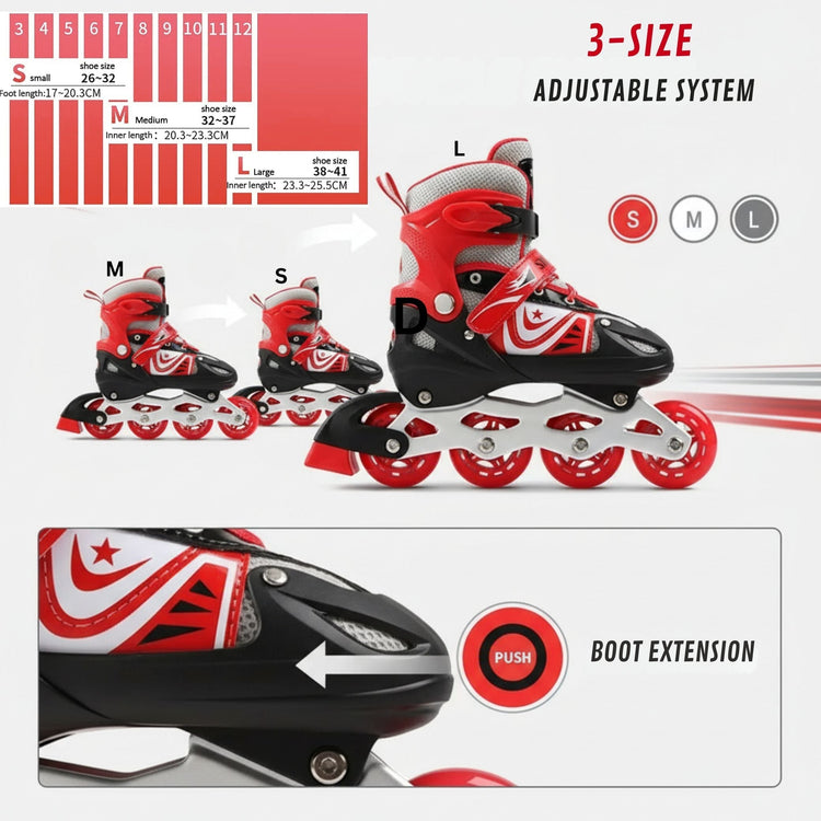 Blazing Red Inline Skates for Kids – Adjustable, Stylish & Built for Fun
