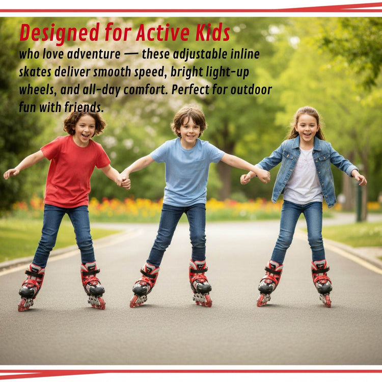 Blazing Red Inline Skates for Kids – Adjustable, Stylish & Built for Fun