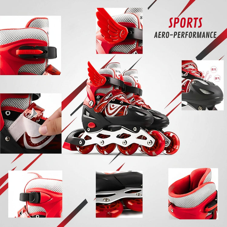 Blazing Red Inline Skates for Kids – Adjustable, Stylish & Built for Fun