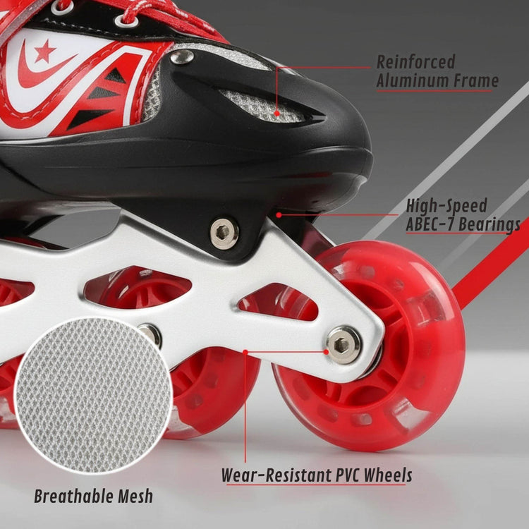 Blazing Red Inline Skates for Kids – Adjustable, Stylish & Built for Fun