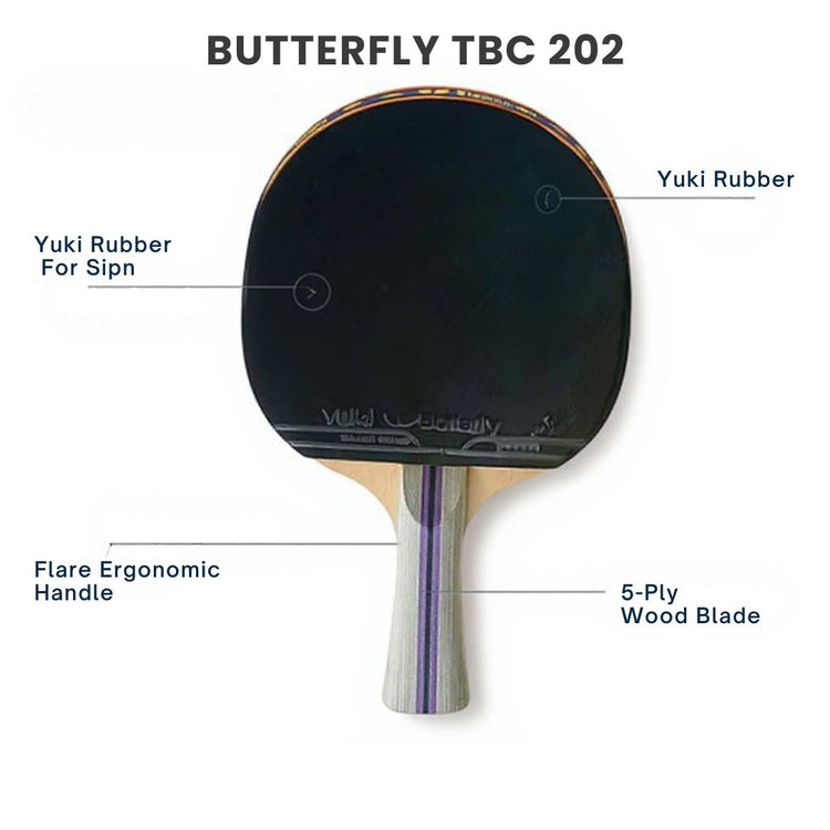 Butterfly TBC 202 Table Tennis Paddle – Superior Control & Spin for Champions