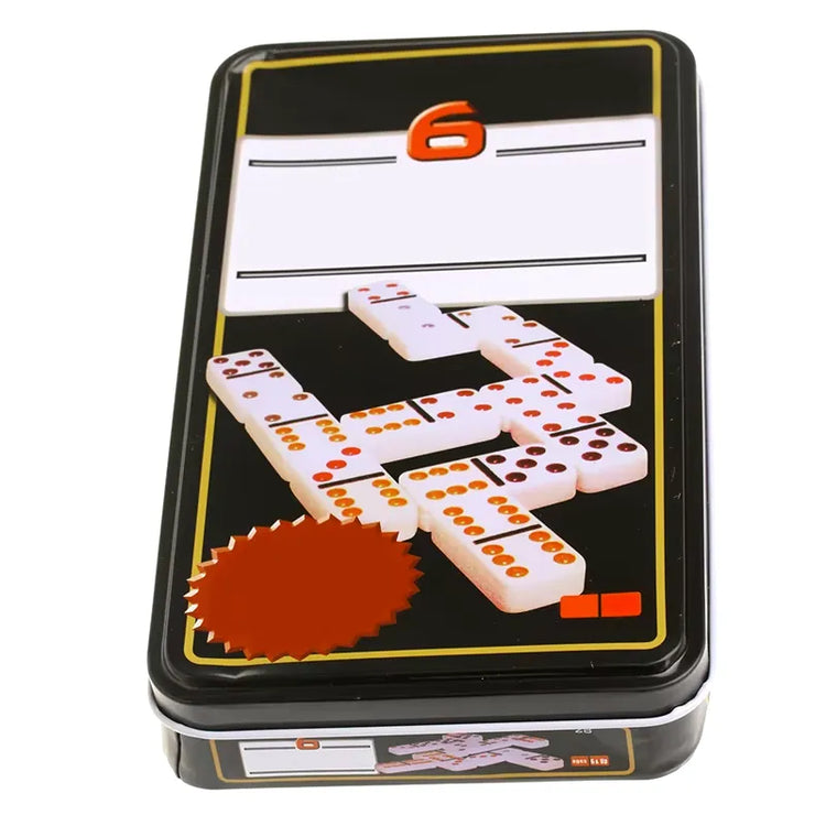 Double 6 Color Dot Dominoes Set with Storage Tin