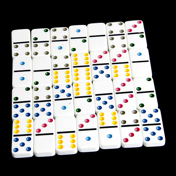Double 6 Color Dot Dominoes Set with Storage Tin