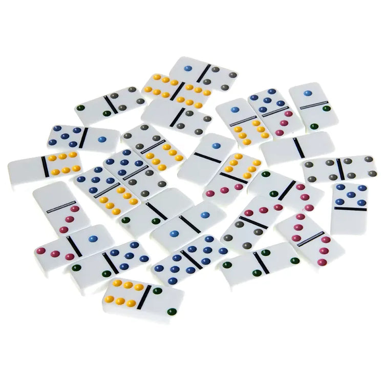 Double 6 Color Dot Dominoes Set with Storage Tin