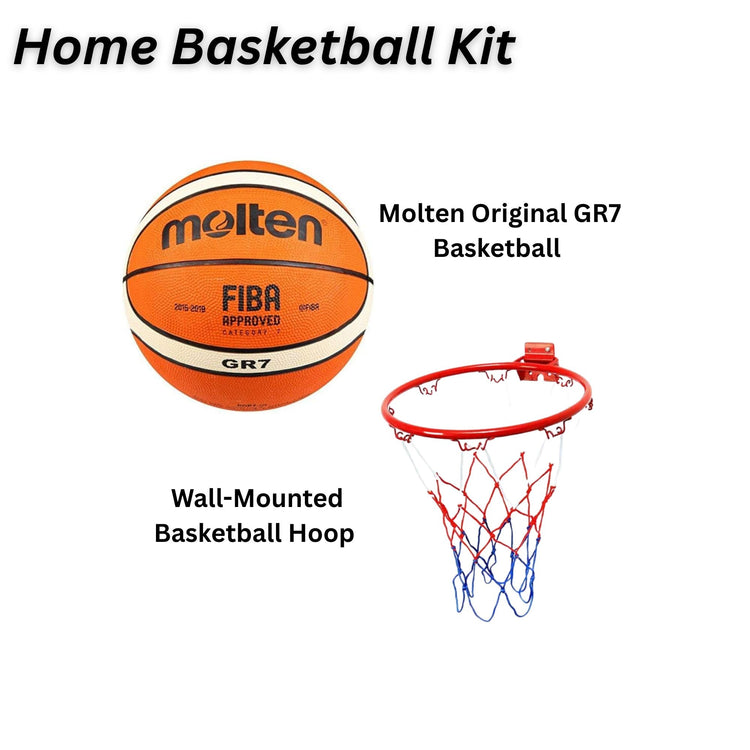 Home Basketball Kit (Official Ball & Wall Hoop Set)