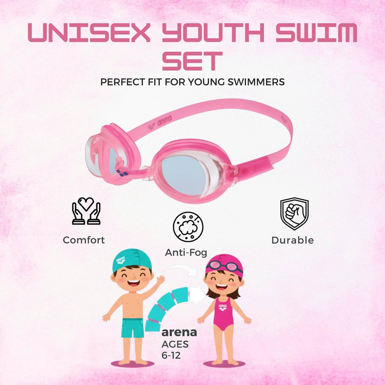 Kids Swim Set Anti-Fog Goggles, UV Protection, Leak-Proof Swimming Gear for Boys & Girls