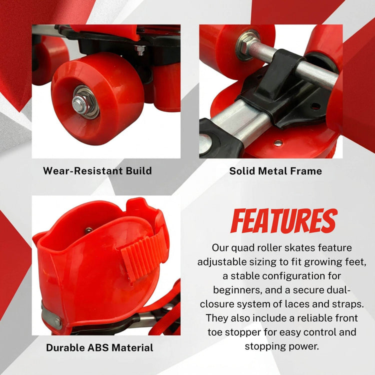 Lightweight Adjustable IML IME Four-Wheel Roller Skates – Red