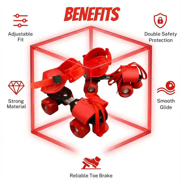 Lightweight Adjustable IML IME Four-Wheel Roller Skates – Red