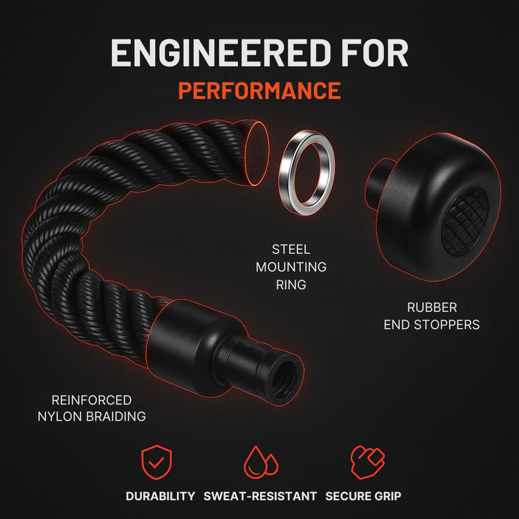 LIVEUP Triceps Rope Heavy-Duty Black Nylon Rope for Cable Machines