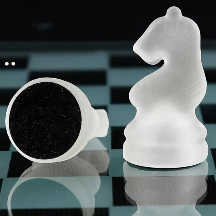 Luxury Glass Chess Set – Frosted & Clear Pieces with Sleek Glass Board