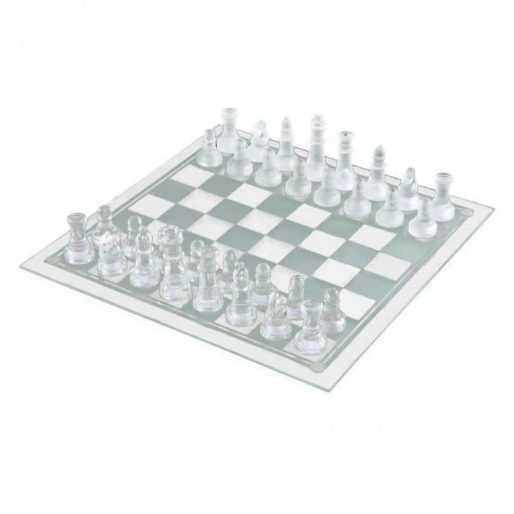 Luxury Glass Chess Set – Frosted & Clear Pieces with Sleek Glass Board