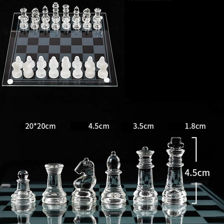 Luxury Glass Chess Set – Frosted & Clear Pieces with Sleek Glass Board