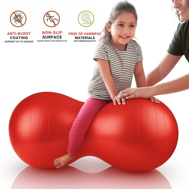 Peanut Shape Anti-Burst Yoga Exercise Ball – Gym, Pregnancy, Birthing, and Physical Therapy Fitness Tool