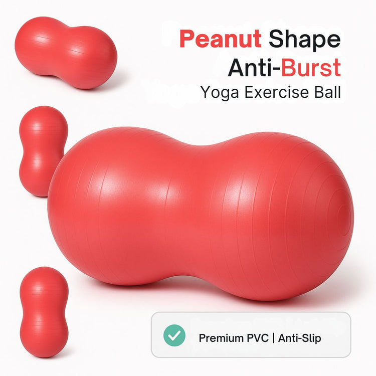 Peanut Shape Anti-Burst Yoga Exercise Ball – Gym, Pregnancy, Birthing, and Physical Therapy Fitness Tool