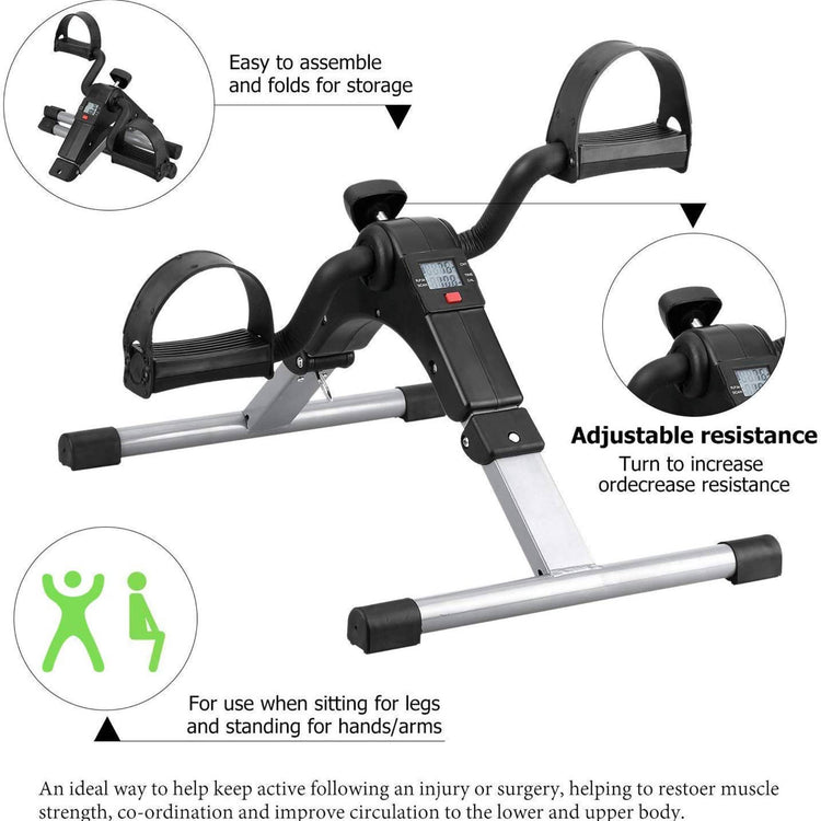 Portable Folding Pedal Exerciser for Arms & Legs – Under Desk Mini Bike