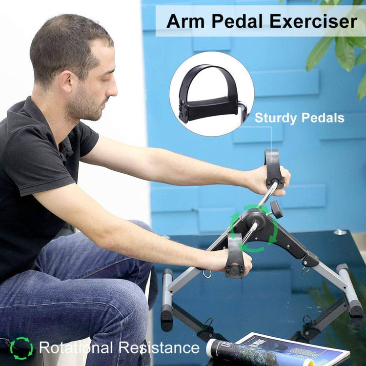 Portable Folding Pedal Exerciser for Arms & Legs – Under Desk Mini Bike