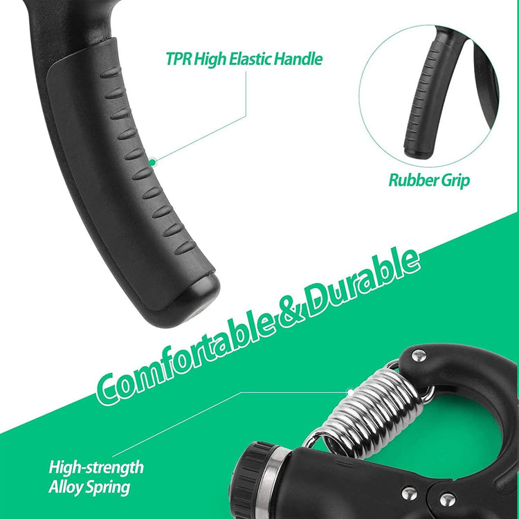 PowerGrip 5–60kg – Adjustable Hand Strengthener (Black/Grey)