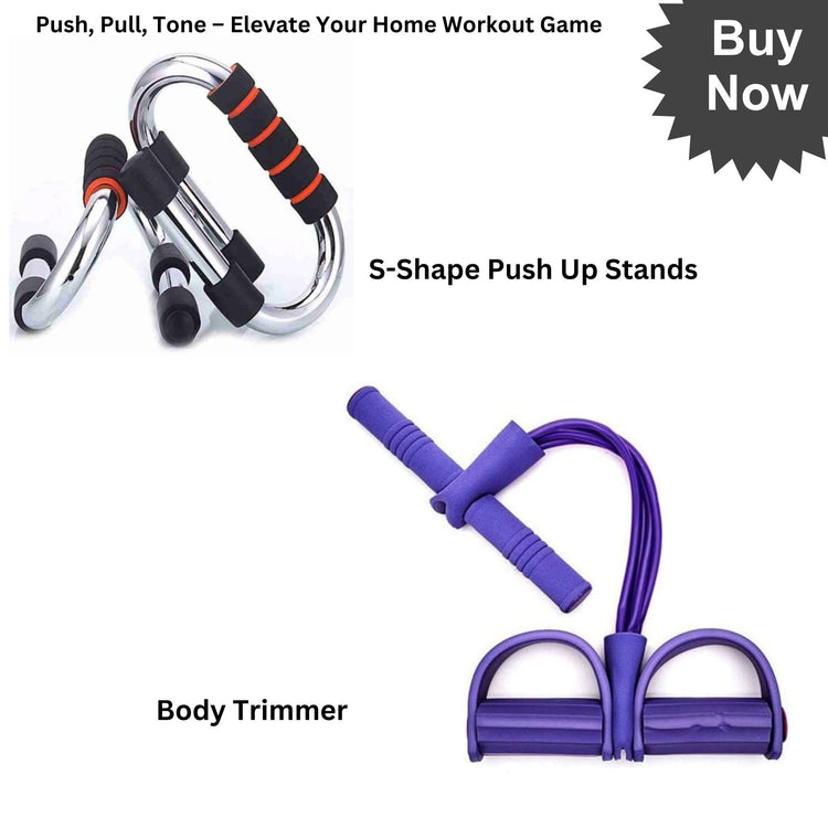 (S-Shape Push-Up Bars + Trimmer) Power Workout Duo