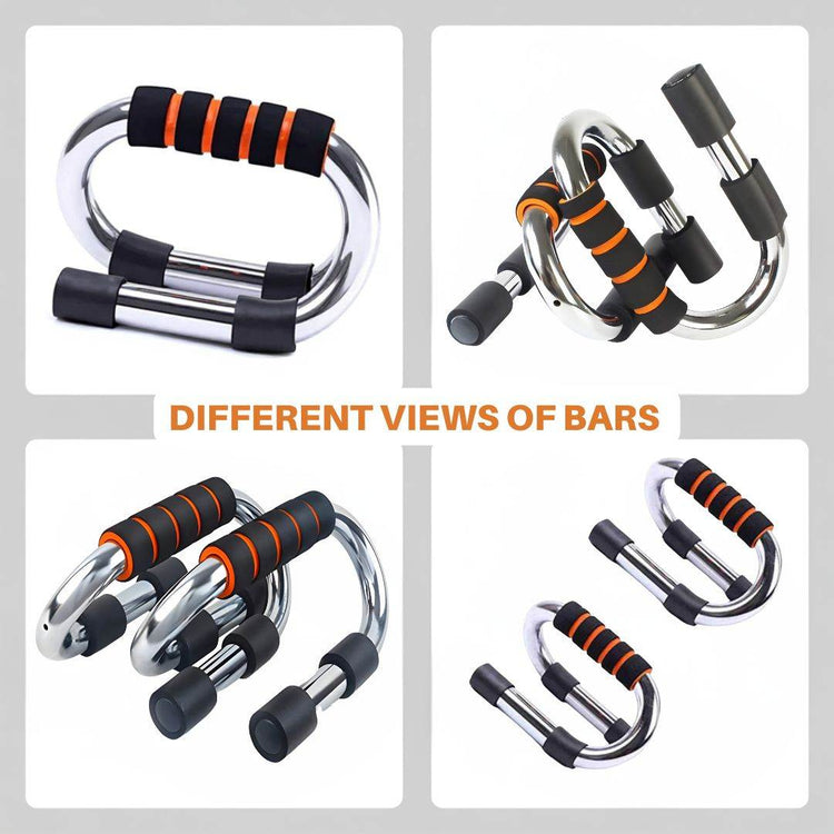 S-Shape Push Up Stands – Sturdy Chrome Steel for Ultimate Strength & Stability