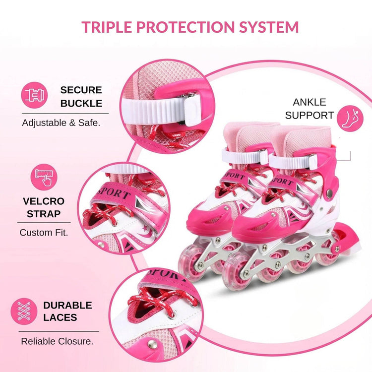 Sparkling Pink Inline Skates for Kids – Adjustable, Durable & Full of Fun