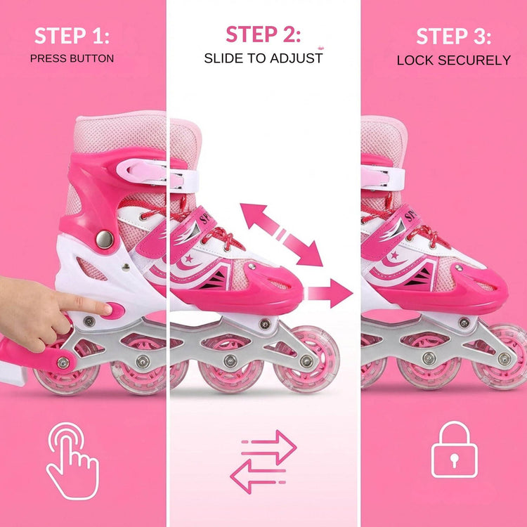 Sparkling Pink Inline Skates for Kids – Adjustable, Durable & Full of Fun