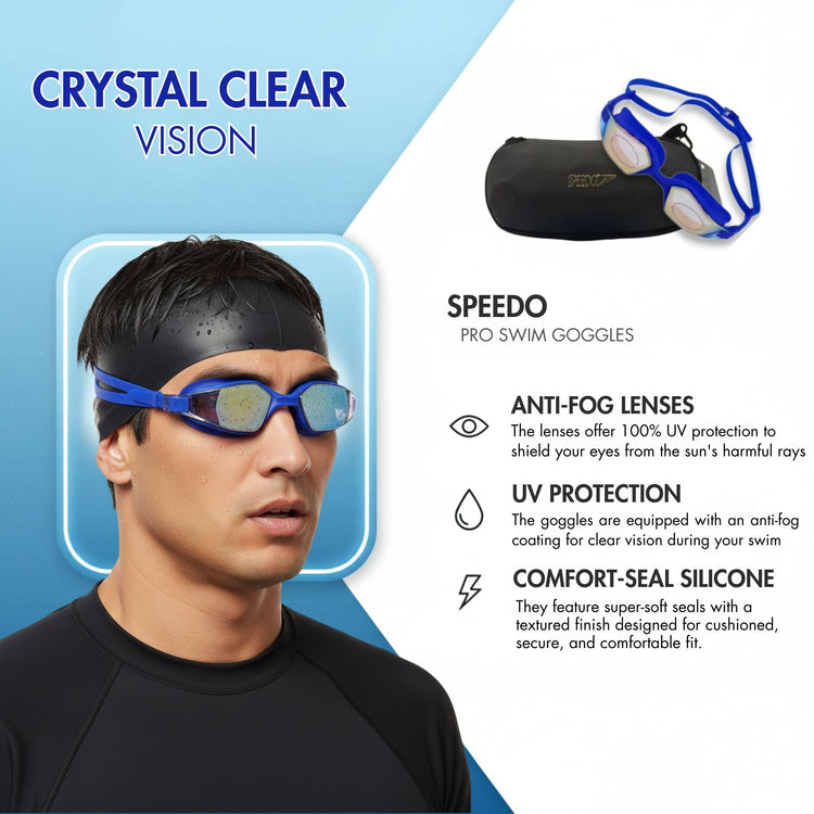 Speedo Professional Swim Goggles – Adjustable Strap & Clear Vision