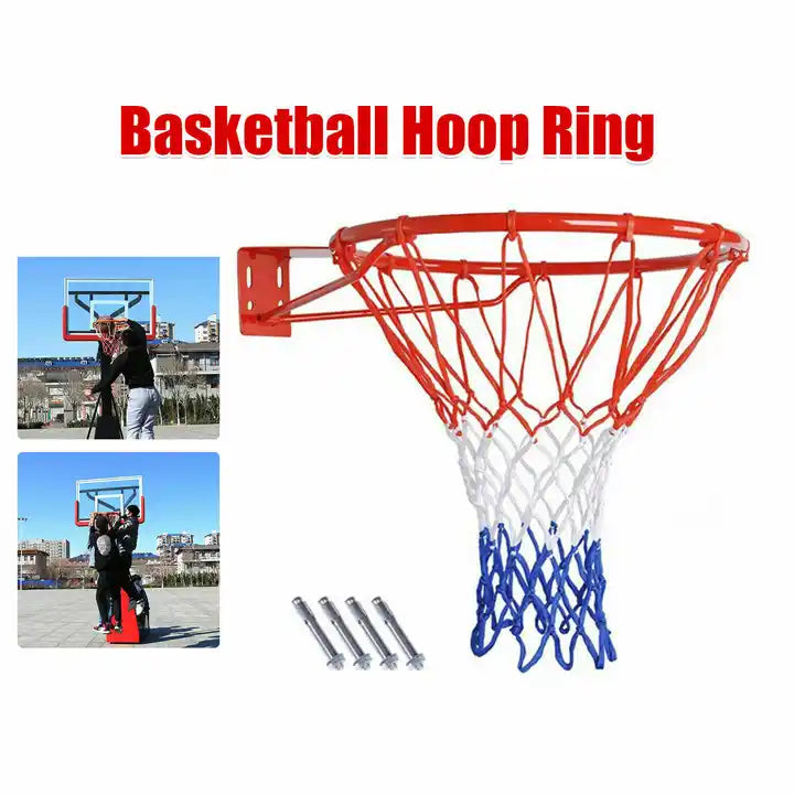 Wall-Mounted Basketball Hoop with Professional Rim and Net